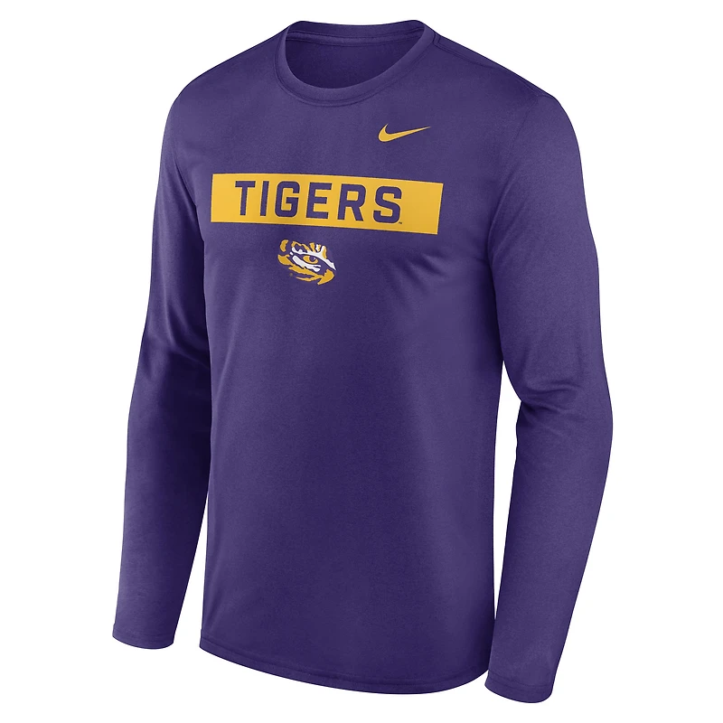 Men's Nike Purple LSU Tigers Primetime Campus 2-Hit Legend Dri-FIT Long Sleeve T-Shirt