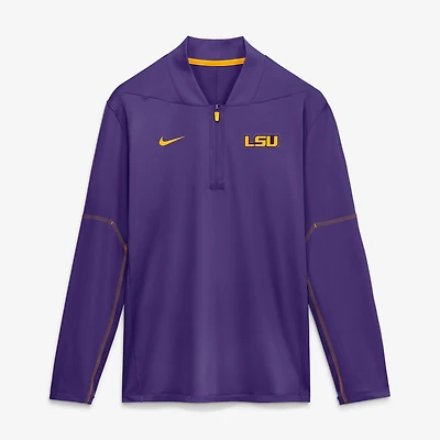 Pull à manches longues et demi-zip Nike LSU Tigers Sideline Dri-FIT violet pour homme