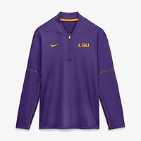 Pull à manches longues et demi-zip Nike LSU Tigers Sideline Dri-FIT violet pour homme