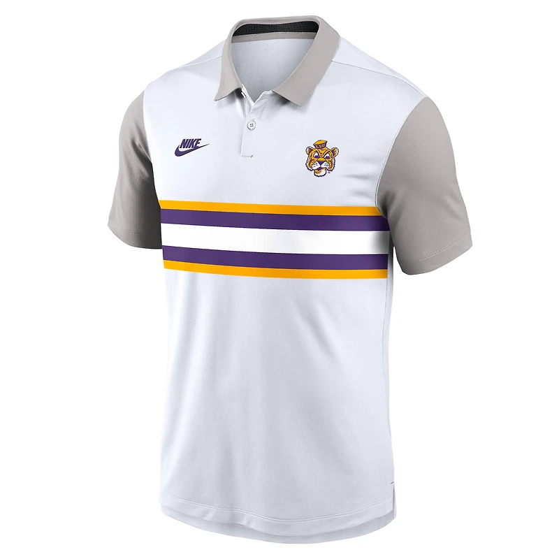 Polo Nike blanc/gris LSU Tigers Athletic Prep Legacy Logo Vapor Dri-FIT pour homme
