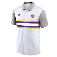 Polo Nike blanc/gris LSU Tigers Athletic Prep Legacy Logo Vapor Dri-FIT pour homme