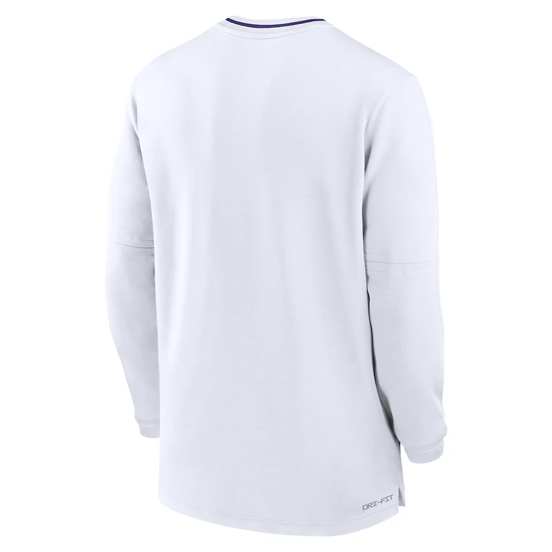 Men's Nike White LSU Tigers 2024 Sideline Coach Performance Half-Zip Long Sleeve Top