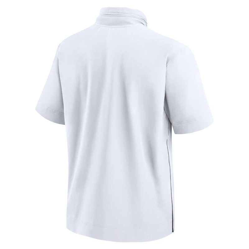 Men's Nike White LSU Tigers 2024 Sideline Coach Short Sleeve Half-Zip Hoodie Jacket