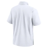 Men's Nike White LSU Tigers 2024 Sideline Coach Short Sleeve Half-Zip Hoodie Jacket