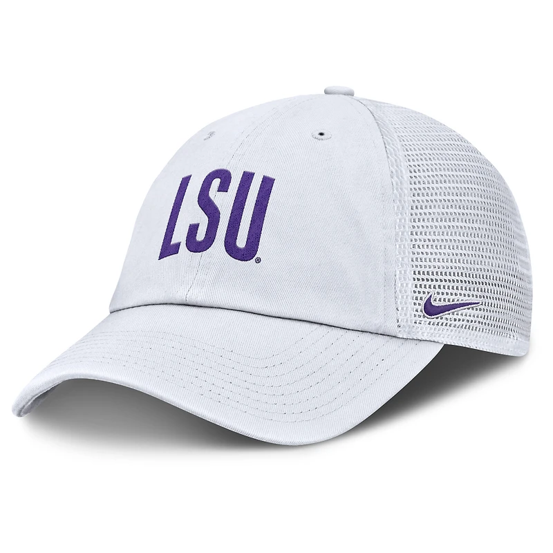 Casquette ajustable Nike blanche LSU Tigers Club Campus Trucker pour homme
