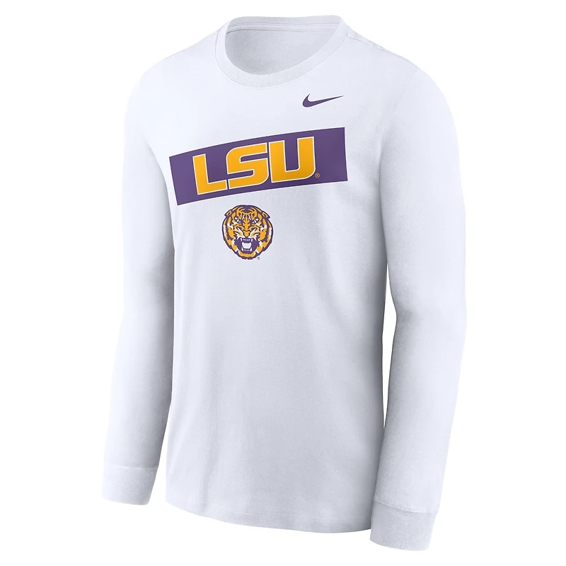 Men's Nike White LSU Tigers Two-Hit Classic Location Long Sleeve T-Shirt