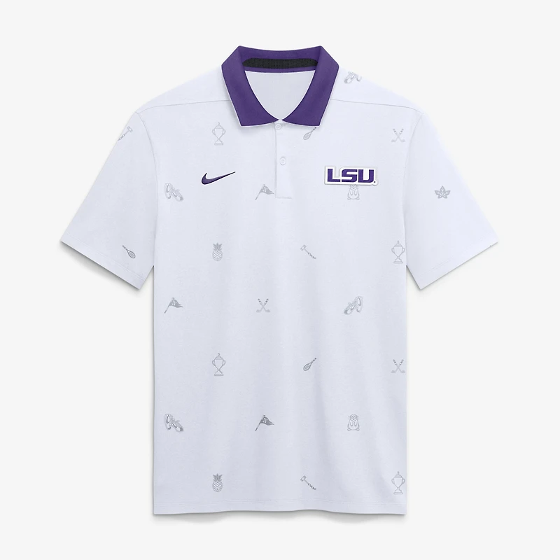 Men's Nike White LSU Tigers Vapor Pattern Dri-FIT Polo