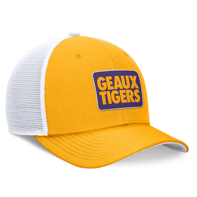 Casquette réglable Nike LSU Tigers Local Rise Trucker jaune/blanc pour homme