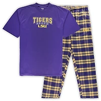 Ensemble de 2 t-shirts et pantalons en flanelle pour hommes Profile Purple LSU Tigers Big & Tall