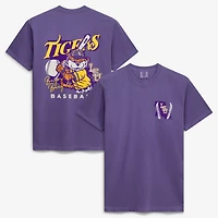 Men's  Purple LSU Tigers Drawn Mascot Baseball T-Shirt