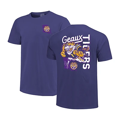 Men's Purple LSU Tigers Sketched Mascot Comfort Colors T-Shirt