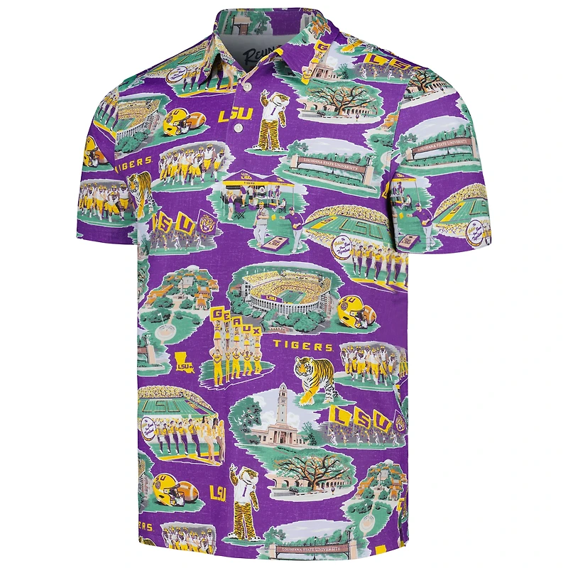 Polo Scenic LSU Tigers Reyn Spooner pour homme violet