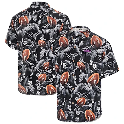 Men's Tommy Bahama Black LSU Tigers Veracruz Cay First Down Blooms Button-Up Shirt