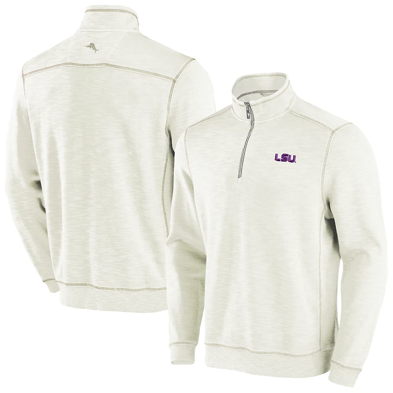 Haut Tommy Bahama crème LSU Tigers Tobago Bay à demi-zip et tri-mélange pour hommes