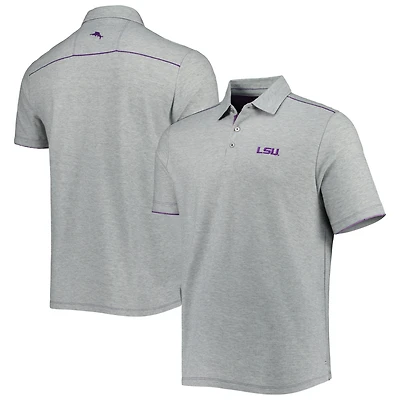 Men's Tommy Bahama Heathered Gray LSU Tigers IslandZone Tailgater Polo