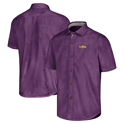 Chemise boutonnée Tommy Bahama violette pour homme, motif LSU Tigers Sport Coconut Point Palm Vista IslandZone