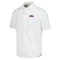 Men's Tommy Bahama White LSU Tigers Coconut Point Palm Vista IslandZone Camp Button-Up Shirt