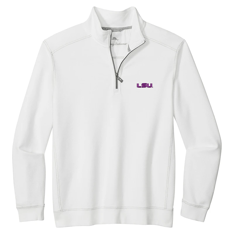 Veste demi-zip Tommy Bahama blanche pour homme des LSU Tigers de Montego Bay