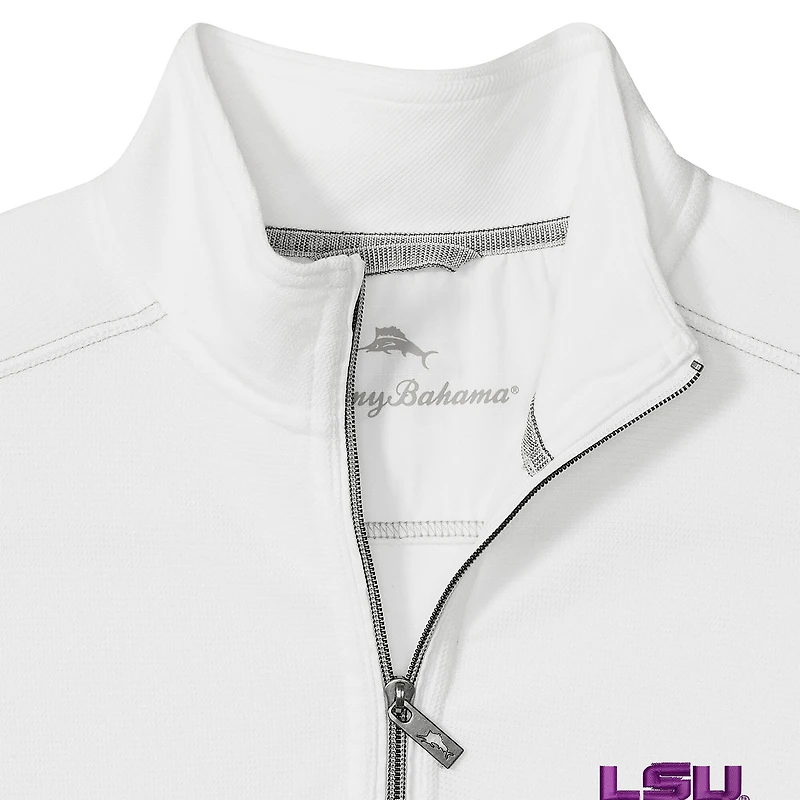 Veste demi-zip Tommy Bahama blanche pour homme des LSU Tigers de Montego Bay