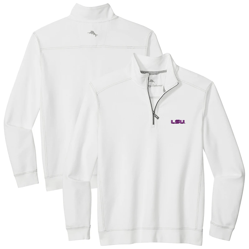 Veste demi-zip Tommy Bahama blanche pour homme des LSU Tigers de Montego Bay