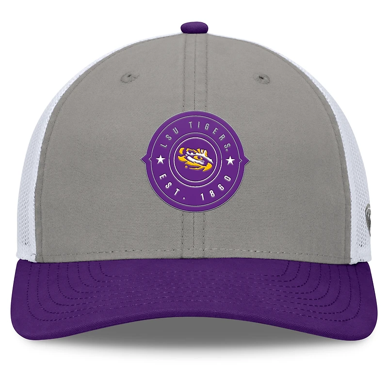 Casquette réglable Top of the World pour hommes, gris/violet, LSU Tigers Rob Trucker