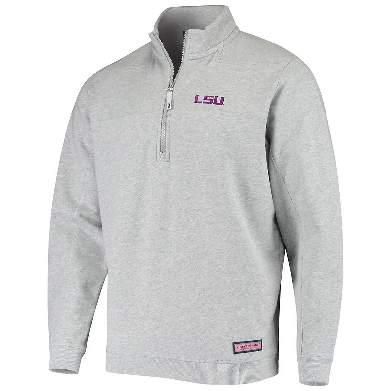 Men's Vineyard Vines Heather Gray LSU Tigers Team Shep Shirt Quarter-Zip Sweatshirt