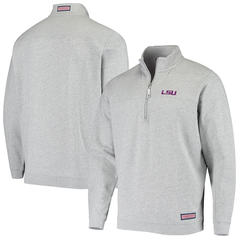Men's Vineyard Vines Heather Gray LSU Tigers Team Shep Shirt Quarter-Zip Sweatshirt