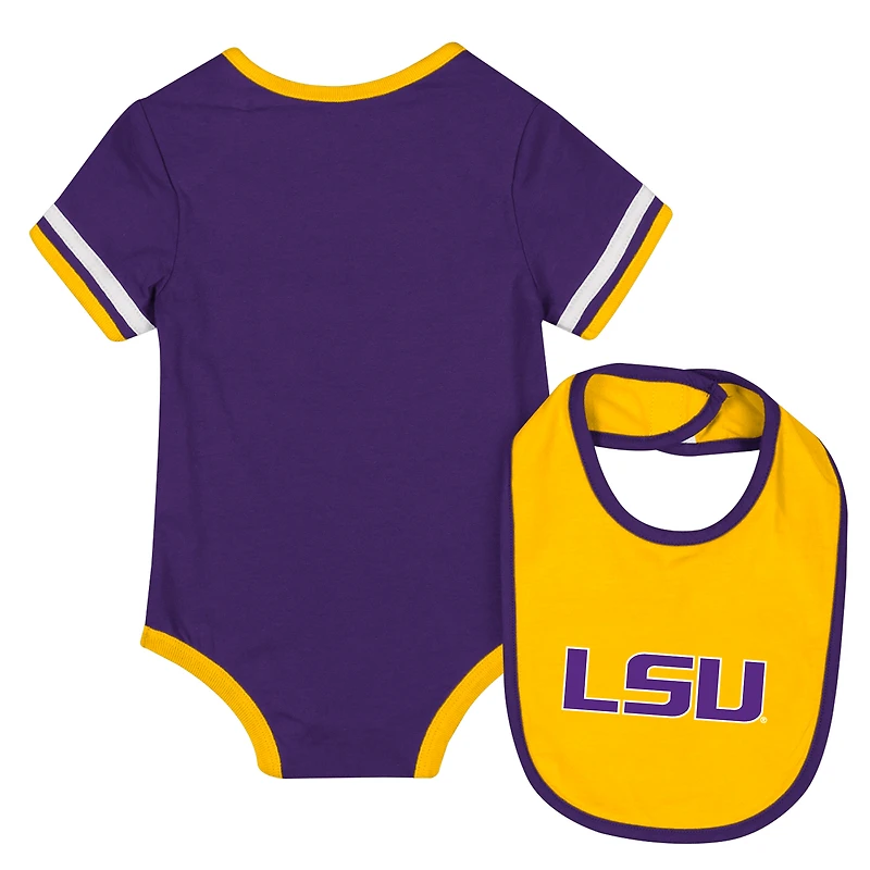 Newborn & Infant Colosseum  Purple LSU Tigers Bodysuit Bib Set