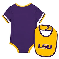 Newborn & Infant Colosseum  Purple LSU Tigers Bodysuit Bib Set