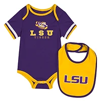 Newborn & Infant Colosseum  Purple LSU Tigers Bodysuit Bib Set