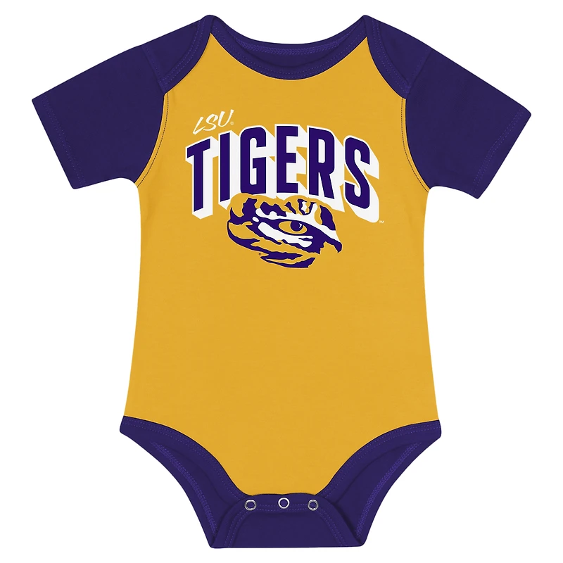 Newborn & Infant LSU Tigers Dynamic Duo Bodysuit, Bib Cuffed Knit Hat Set