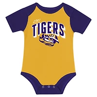 Newborn & Infant LSU Tigers Dynamic Duo Bodysuit, Bib Cuffed Knit Hat Set
