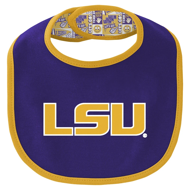 Newborn & Infant LSU Tigers Dynamic Duo Bodysuit, Bib Cuffed Knit Hat Set