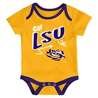 Ensemble de trois bodies pour nouveau-né et nourrisson Outerstuff LSU Tigers jouer toute la journée