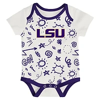 Newborn & Infant Outerstuff LSU Tigers Three-Pack All Day Play Bodysuit Set