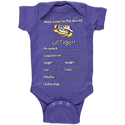 Nouveau-né LSU Tigers Purple Welcome To The World Creeper