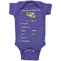 Nouveau-né LSU Tigers Purple Welcome To The World Creeper