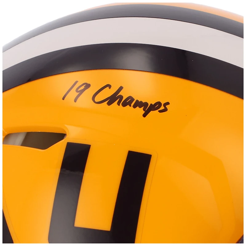 Patrick Queen LSU Tigers Autographed Riddell Speed Authentic Helmet with "19 Champs" Inscription