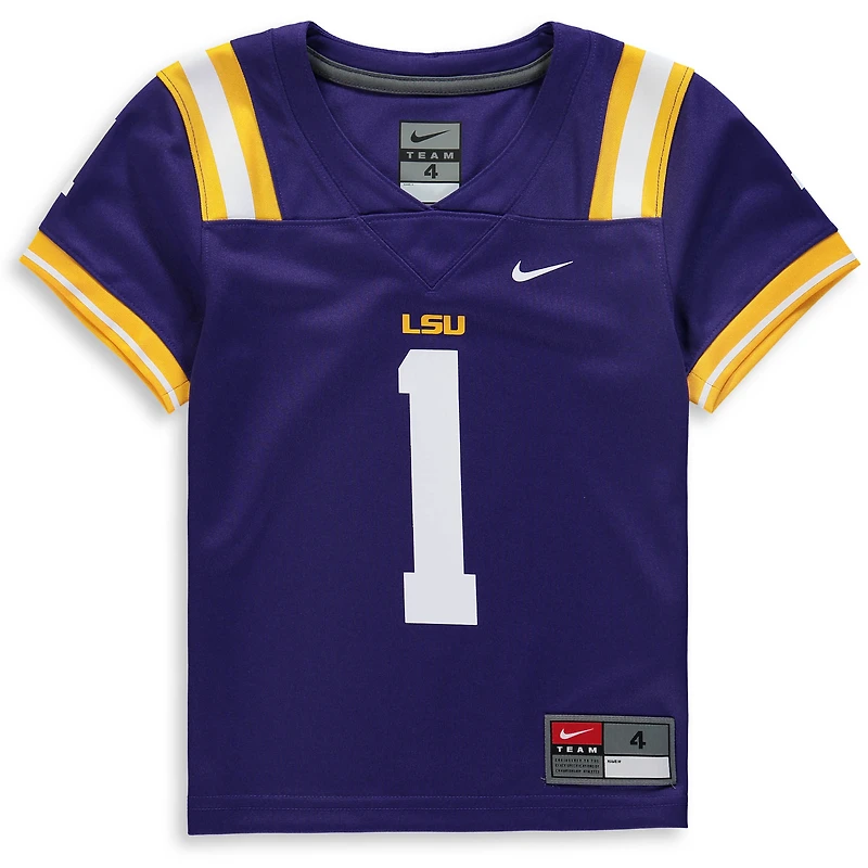 Preschool Nike #1 Purple LSU Tigers Team Replica Football Jersey