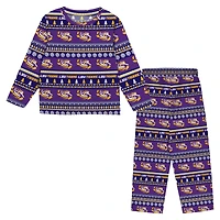 Preschool Outerstuff  Purple LSU Tigers Ugly Sweater Pajama Set