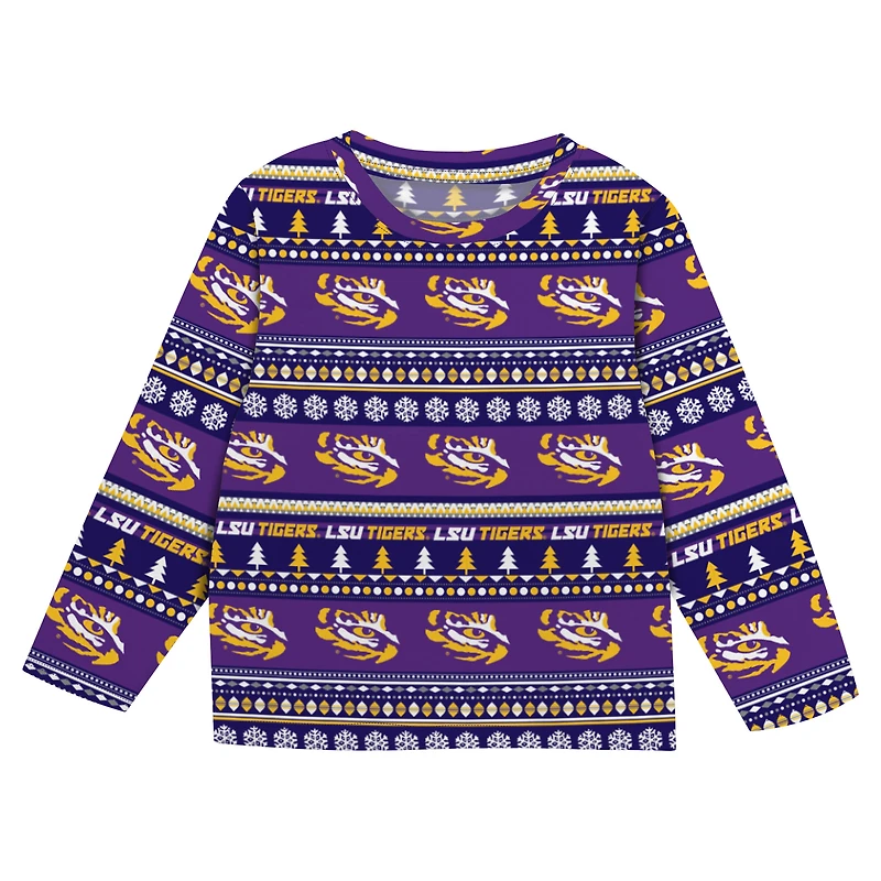 Ensemble pyjama en pull moche violet LSU Tigers pour enfants d'âge préscolaire Outerstuff