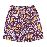 Short de bain imprimé tribal violet LSU Tigers pour enfants d'âge préscolaire Wes & Willy