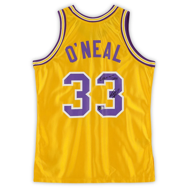 Shaquille O'Neal LSU Tigers Autographed Gold Mitchell & Ness 1990-91 Swingman Jersey with "Geaux Tigers" Inscription