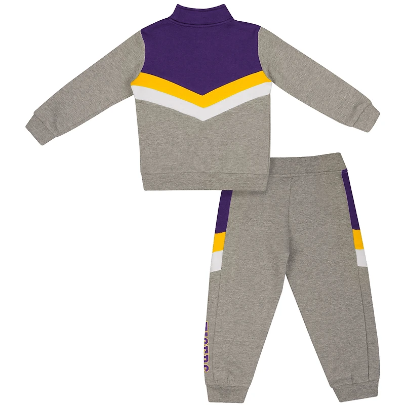 Ensemble sweat-shirt et pantalon de survêtement Clarence en polaire gris chiné Colosseum pour tout-petits des Tigers LSU