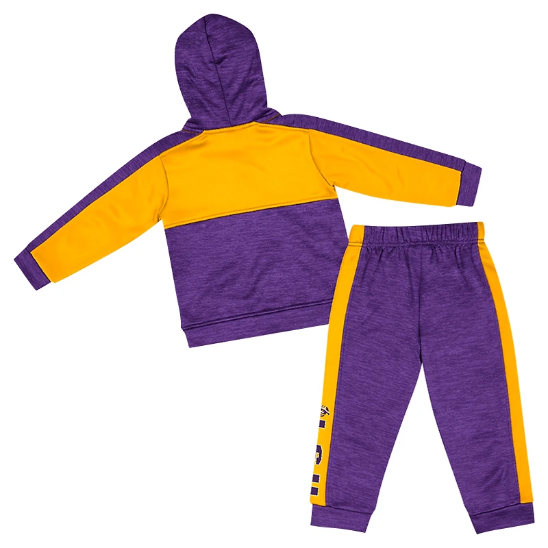 Ensemble sweat à capuche et pantalon en polaire entièrement zippé pour tout-petit Colosseum Purple LSU Tigers