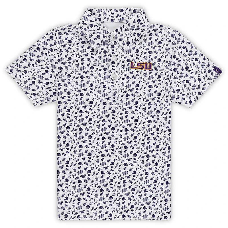 Toddler Garb Purple LSU Tigers Tom Allover Print Performance Polo