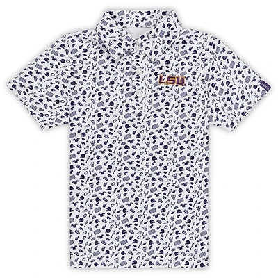 Toddler Garb Purple LSU Tigers Tom Allover Print Performance Polo