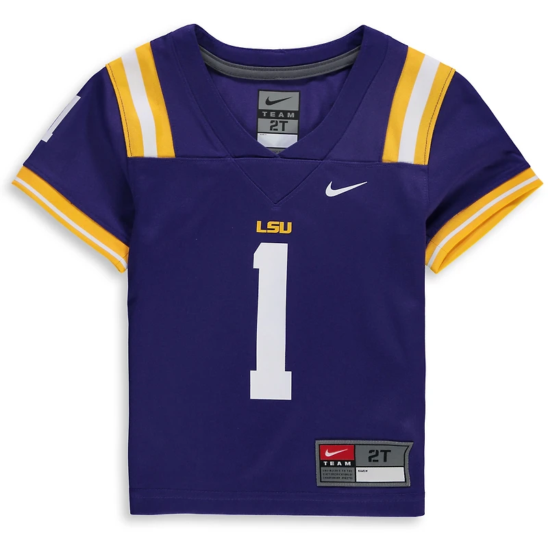 Maillot de football Nike #1 violet LSU Tigers Team Replica pour enfant