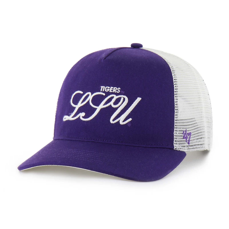 Casquette ajustable unisexe « 47 Purple LSU Tigers Contemporary Basics Foundation Trucker Hitch »