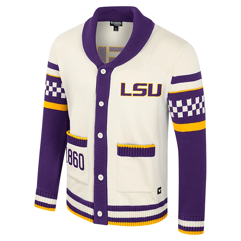 Pull jacquard boutonné unisexe Colosseum Cream LSU Tigers Wild Collective
